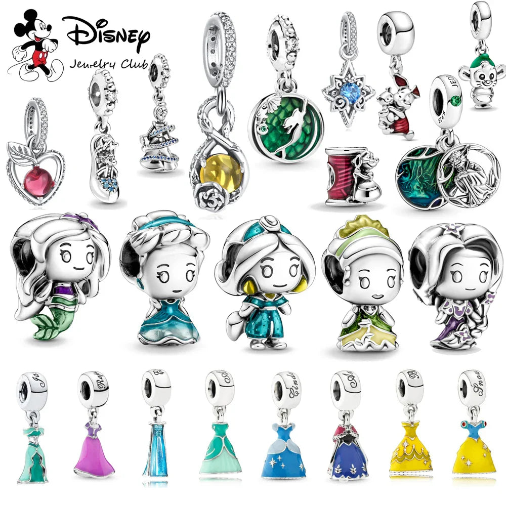 925 Sterling Silver Mermaid Princess Elsa Dress Charm Bead for DIY Bracelets and Women Jewelry