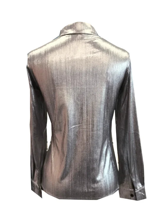 Women's Casual Long Sleeve Button Front Shirt with Ruched Lapel Collar Soft Comfortable Fit Stylish Everyday Top