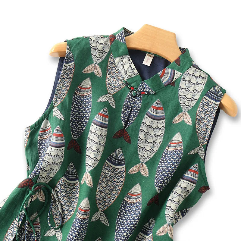 Elegant Green Chinese Style Qipao Dress For Summer Women