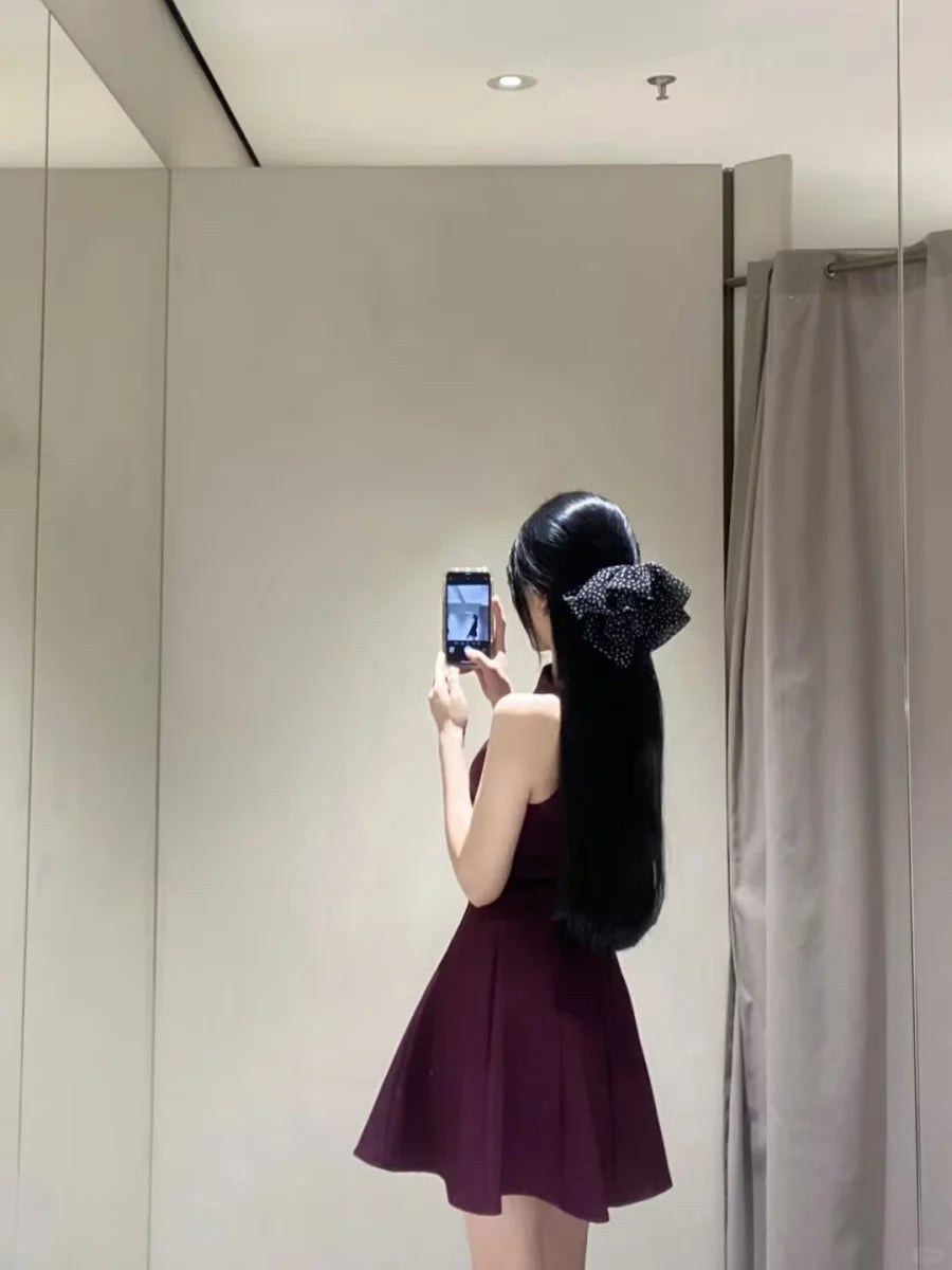 Little Black Dress Elegant Sleeveless Boat Neck Swing Dress