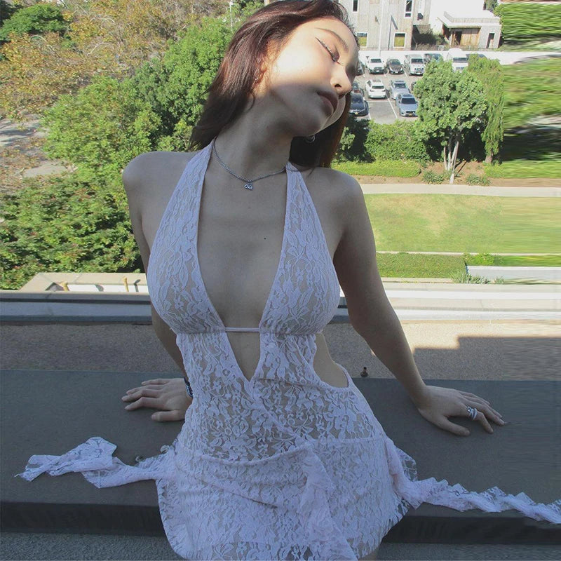 White Lace Bodycon Mini Dress For Party And Club Wear