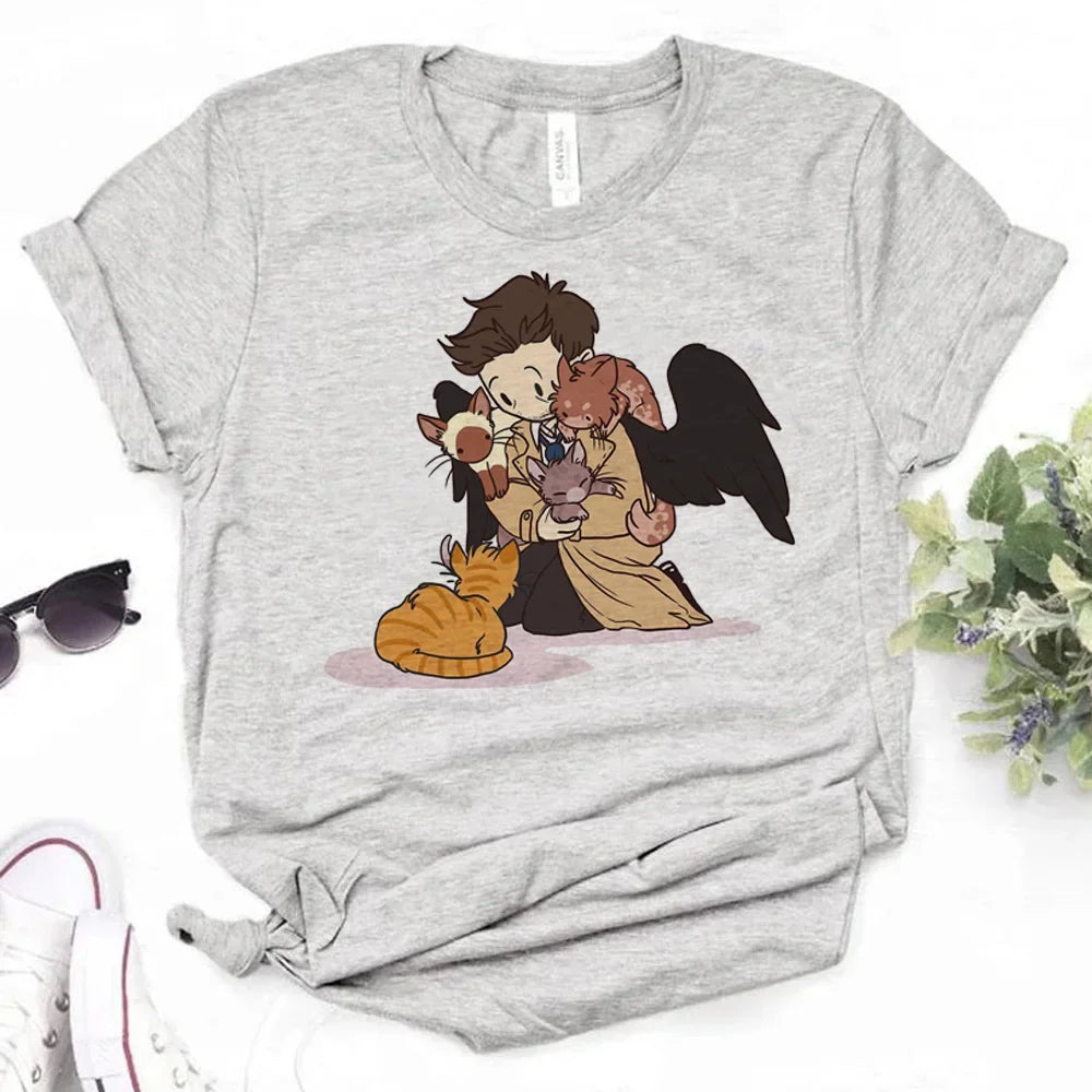 Supernatural Graphic T-Shirts for Women - Stylish Harajuku Comic Tee for Girls