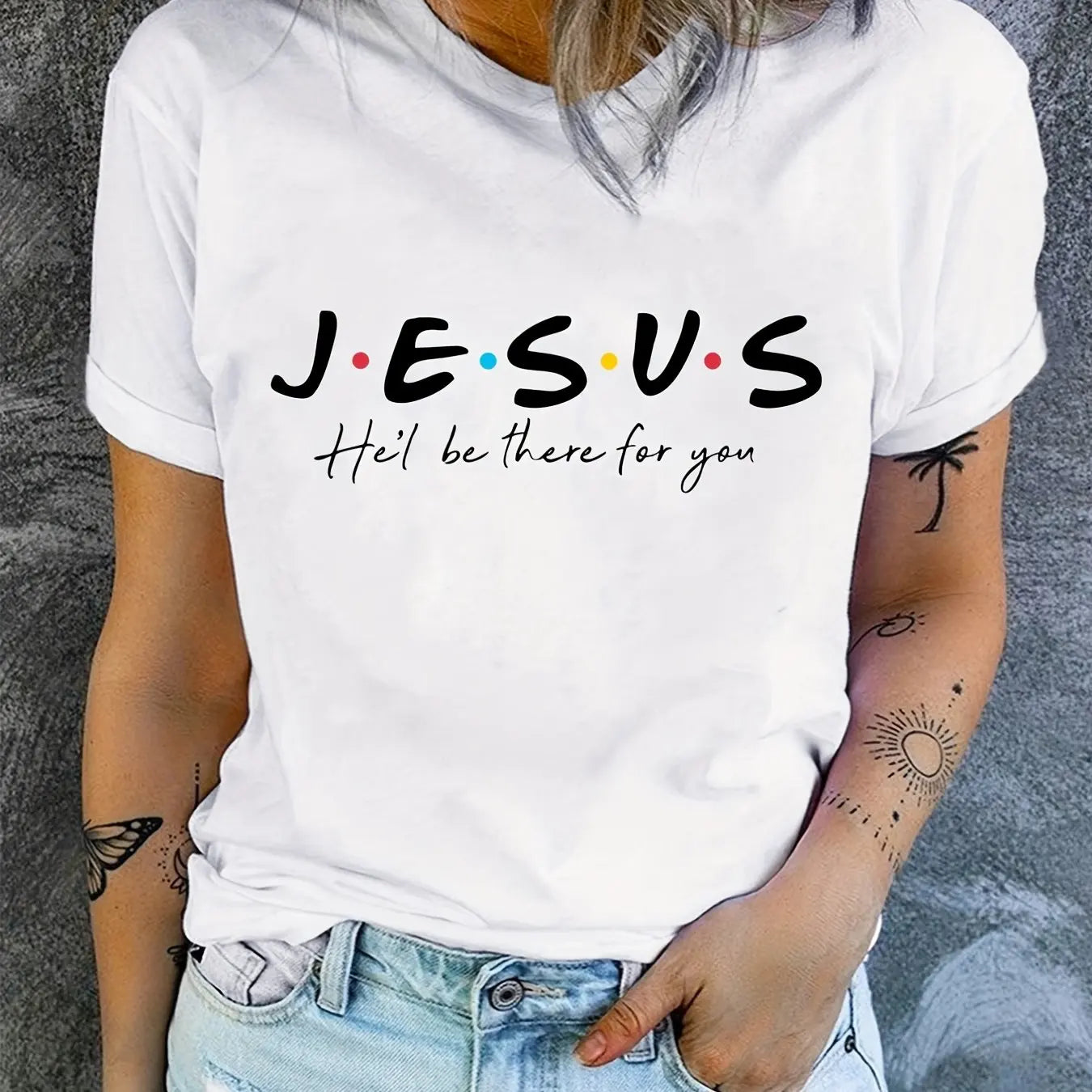 Jesus Print Summer Short Sleeve T-Shirt for Women Casual Clothing