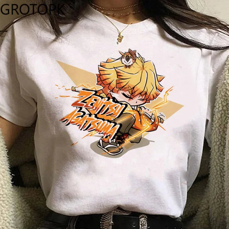 3D Printed Japanese Anime Demon Slayer Women's Casual Short Sleeve T-Shirt