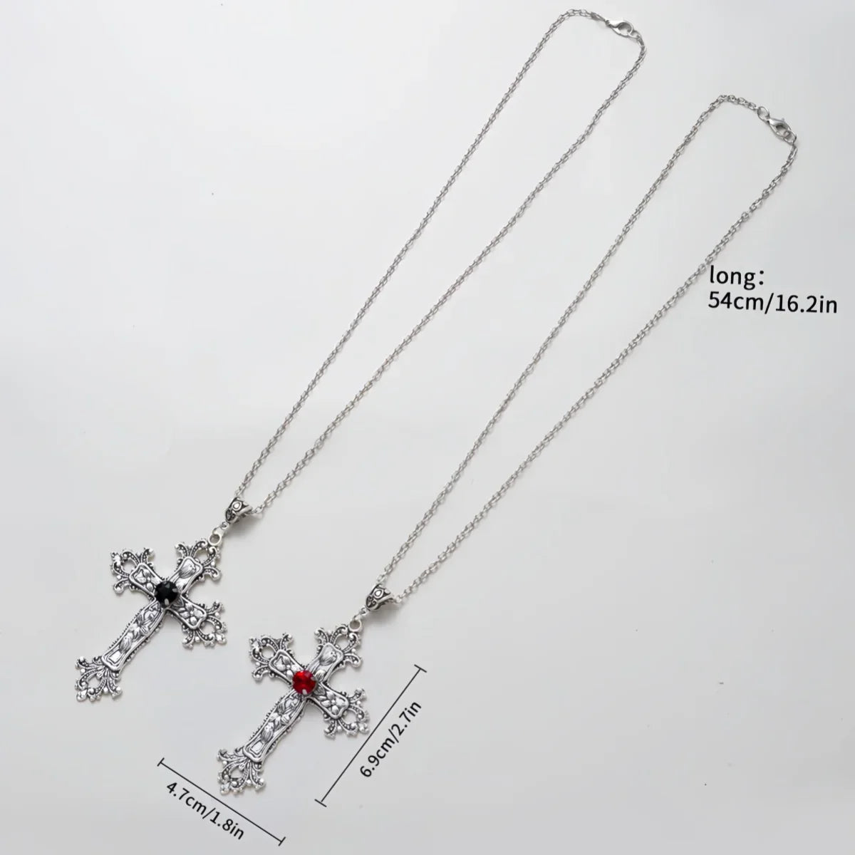 Y2K Punk Crystal Cross Pendant Necklace for Gothic Aesthetic Style