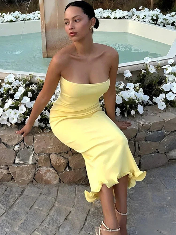 Sexy Tube Top Sleeveless Long Dress For Women Eveningwear