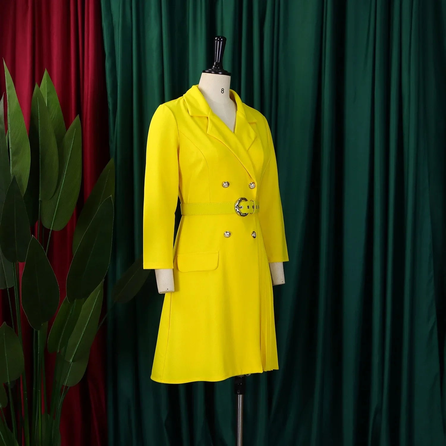 Elegant Blazer Dress For Women Notched Collar Full Sleeve