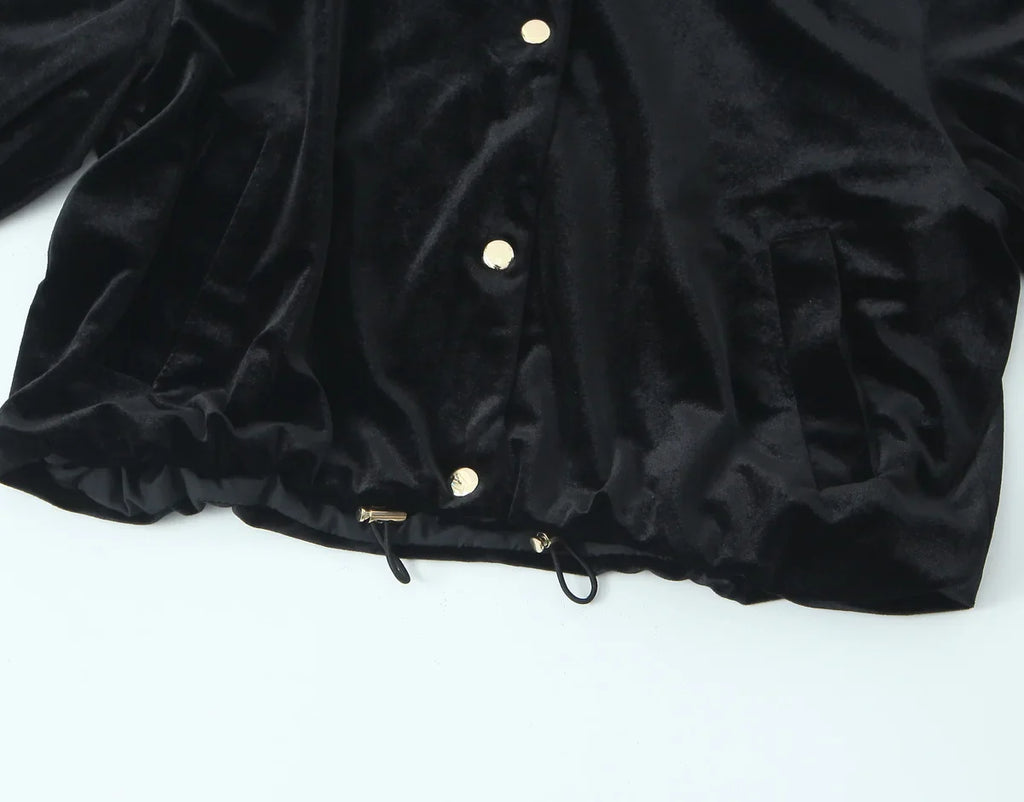 Women's Fashion Velvet Trouser Set with Wide Leg Pants and Long Sleeve Coat Top for Stylish Streetwear Outfit