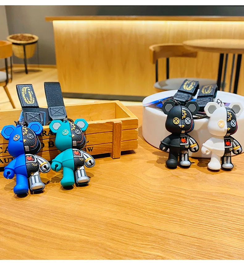 Cute Cartoon Mechanical Bear Keychain Pendant for Bags and Accessories