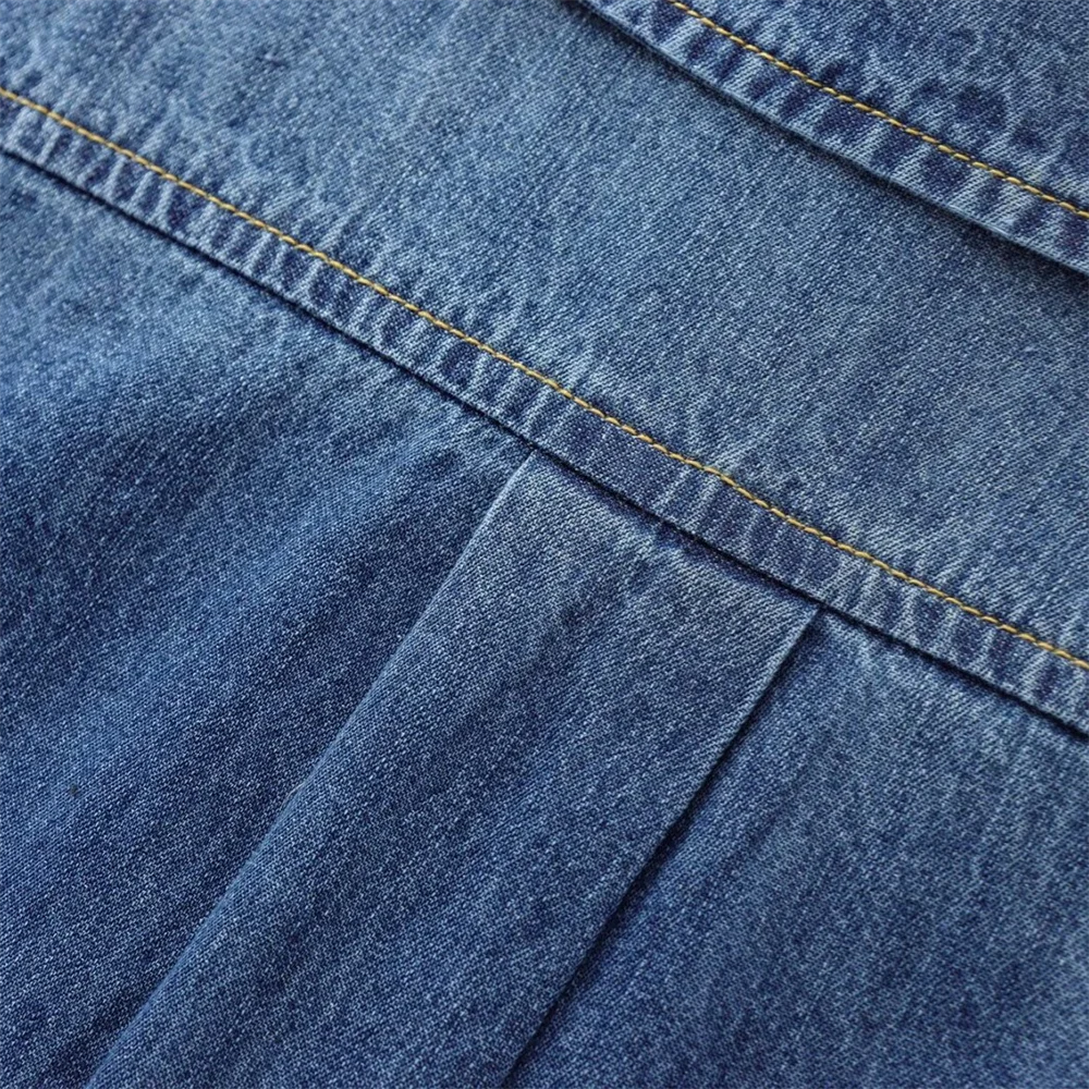 Women's Long Sleeve Cotton Cowboy Shirt with Round Collar Casual Versatile Autumn Top