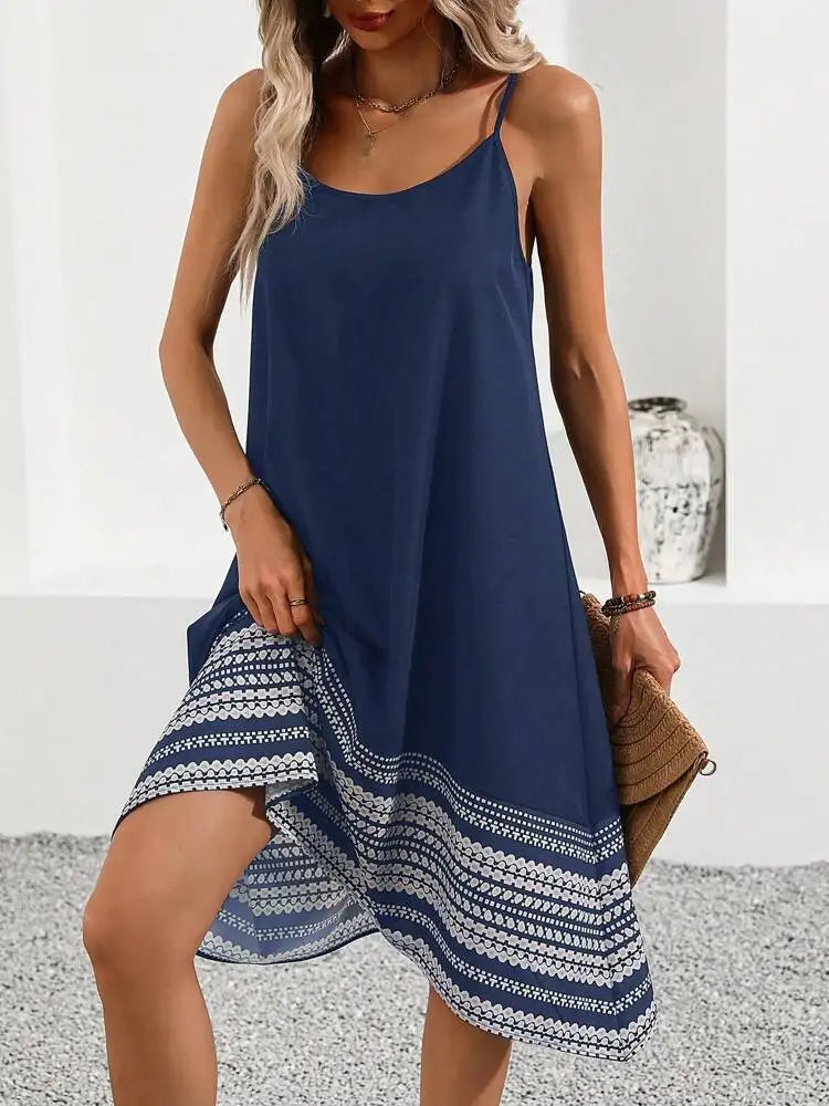 Sleeveless U Neck Dress For Women Casual Summer Sling Dress