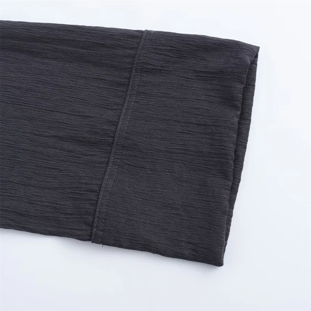 Elegant Kimono Style Women's Long Sleeve V Neck Shirt Jacket and Matching Long Pants Set with Textured Fabric and Refined Temperament