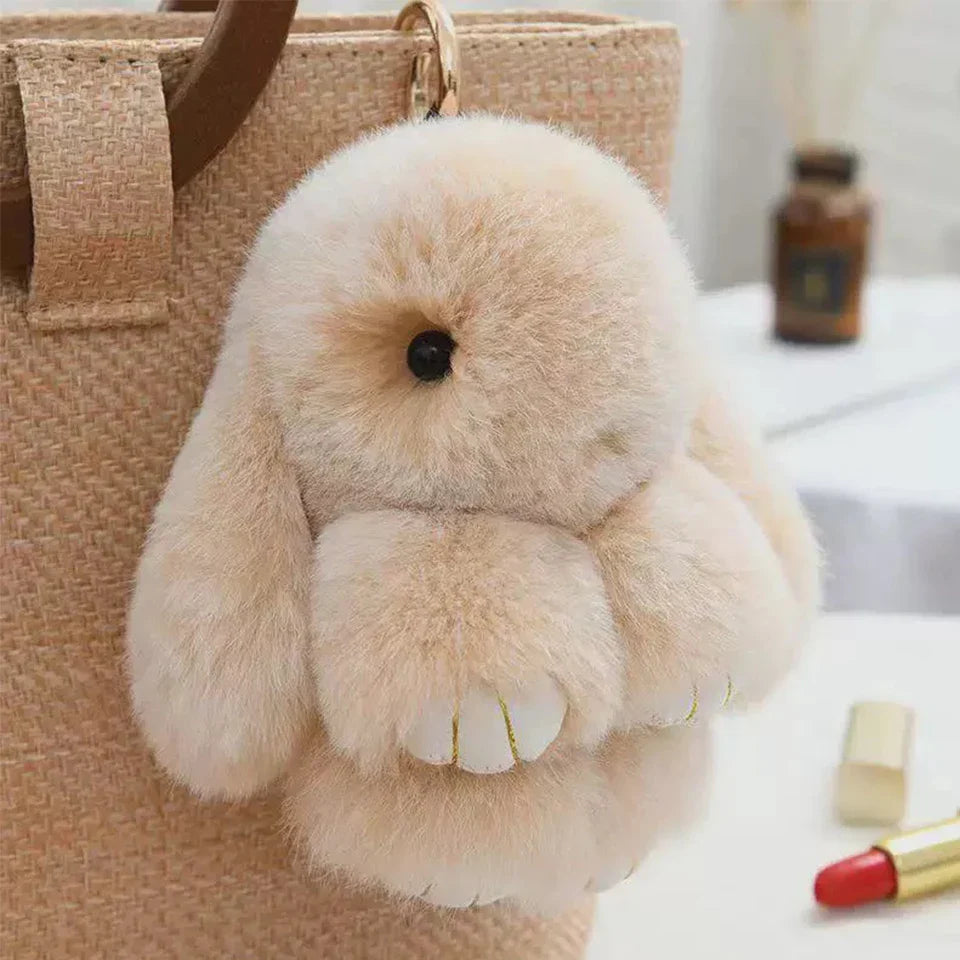 Fluffy Rabbit Fur Pompon Bunny Keychain Soft Cute Rabbit Toy Bag Decoration Gift for Girls