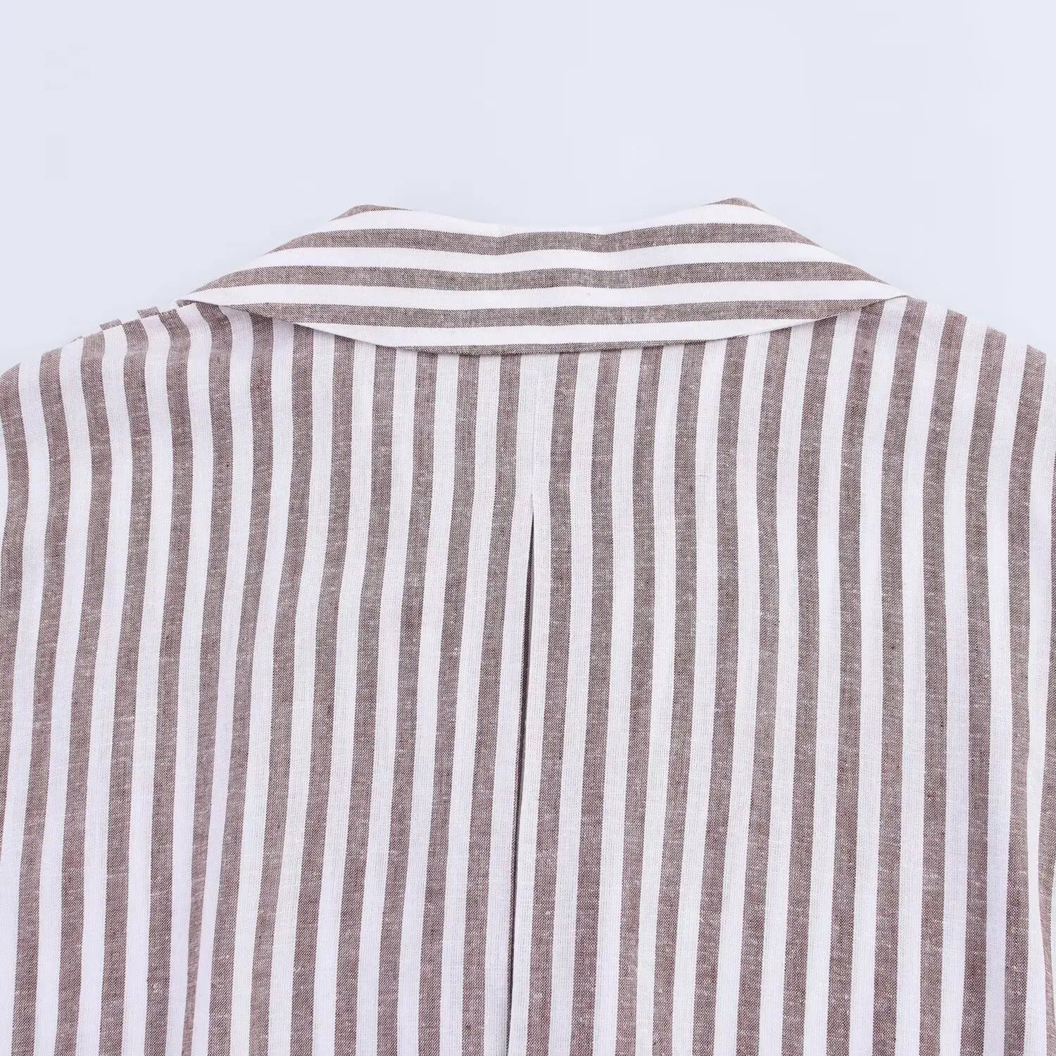 Women's Collared Shirt with Wide Sleeves Simple Striped Single Breasted Stylish Spring Top