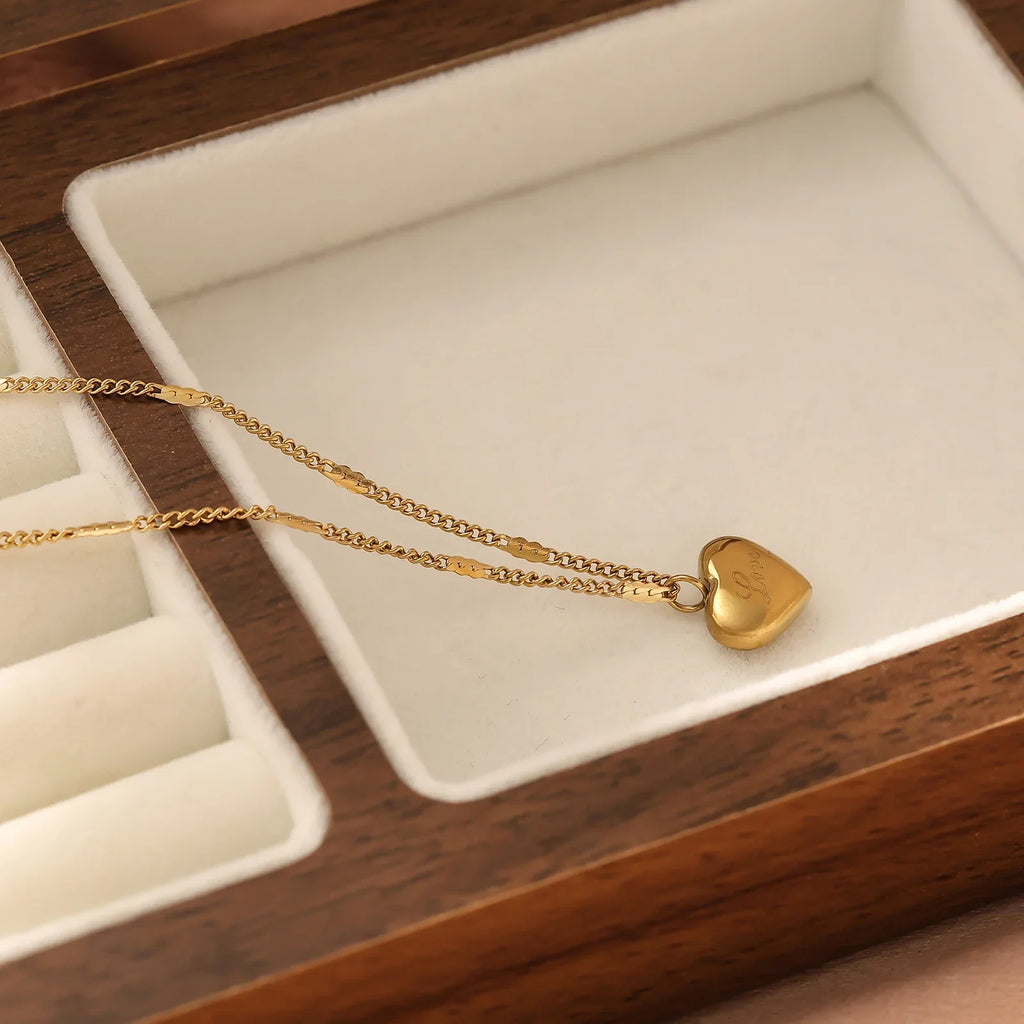 Stainless Steel Heart Necklace for Women Simple Pendant Jewelry Gift