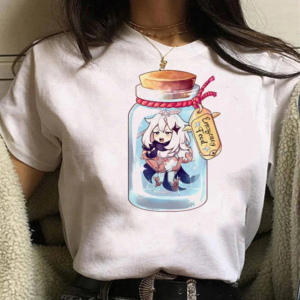 Genshin Impact Women's Comic T Shirt Japanese Style Soft Comfortable Tee