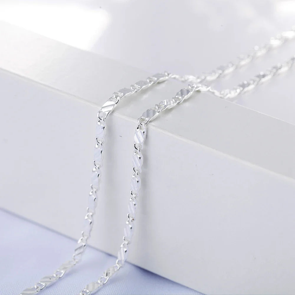 Luxury 2MM Silver Clavicle Chain Necklace for Men and Women Wedding Jewelry Christmas Gifts 16-30 Inches