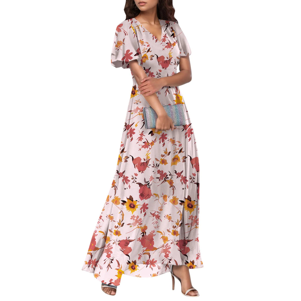 Floral Chiffon Maxi Dress for Summer Wedding Guest Chic