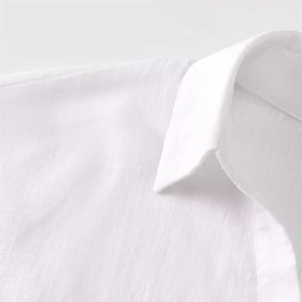 Women's Slimming Linen Blend Shirt with Wide Sleeves French Style Summer Casual Chic