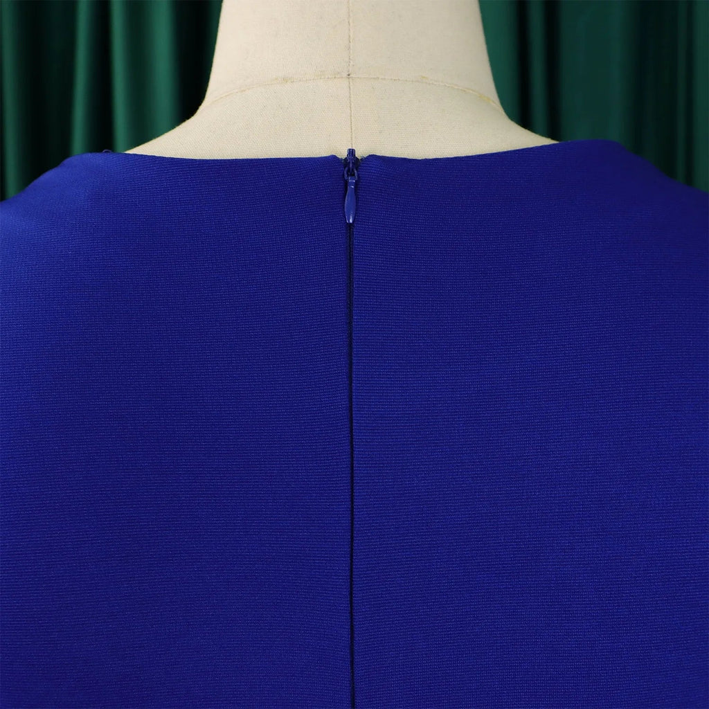 Women Square Neck Bodycon Midi Dress Belted For Work