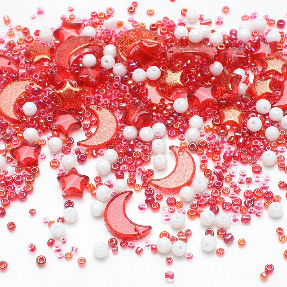 Mixed Star and Moon Crystal Glass Beads for DIY Jewelry Making Craft Bracelets Necklaces and Earrings