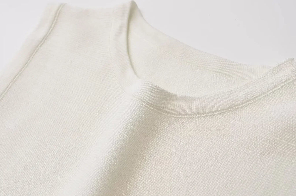 Yellow Knit Pleated Hem Mini Dress With Front Pockets