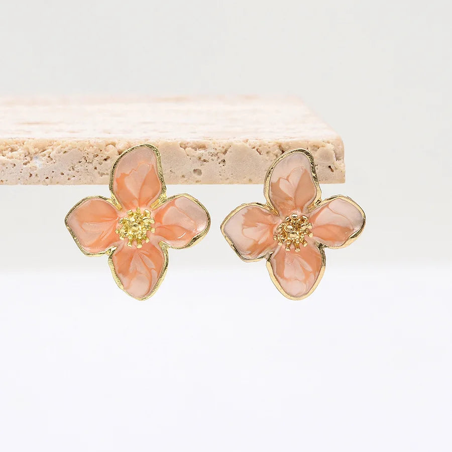 Vintage Flower Stud Earrings for Women Multi-Colored Fashion Jewelry Perfect for Parties and Weddings