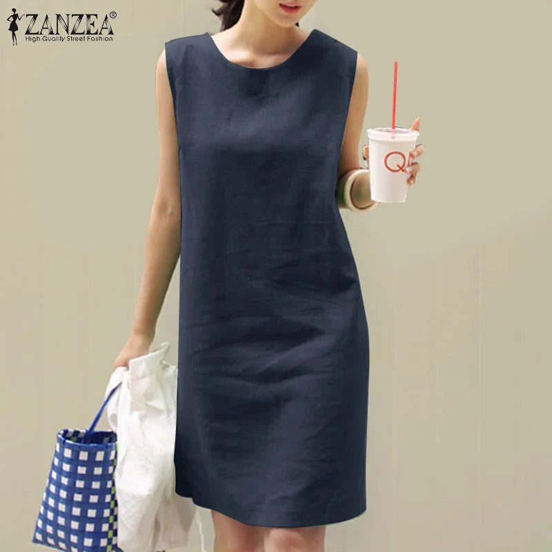 Casual Cotton Sundress For Women Sleeveless Summer Dress