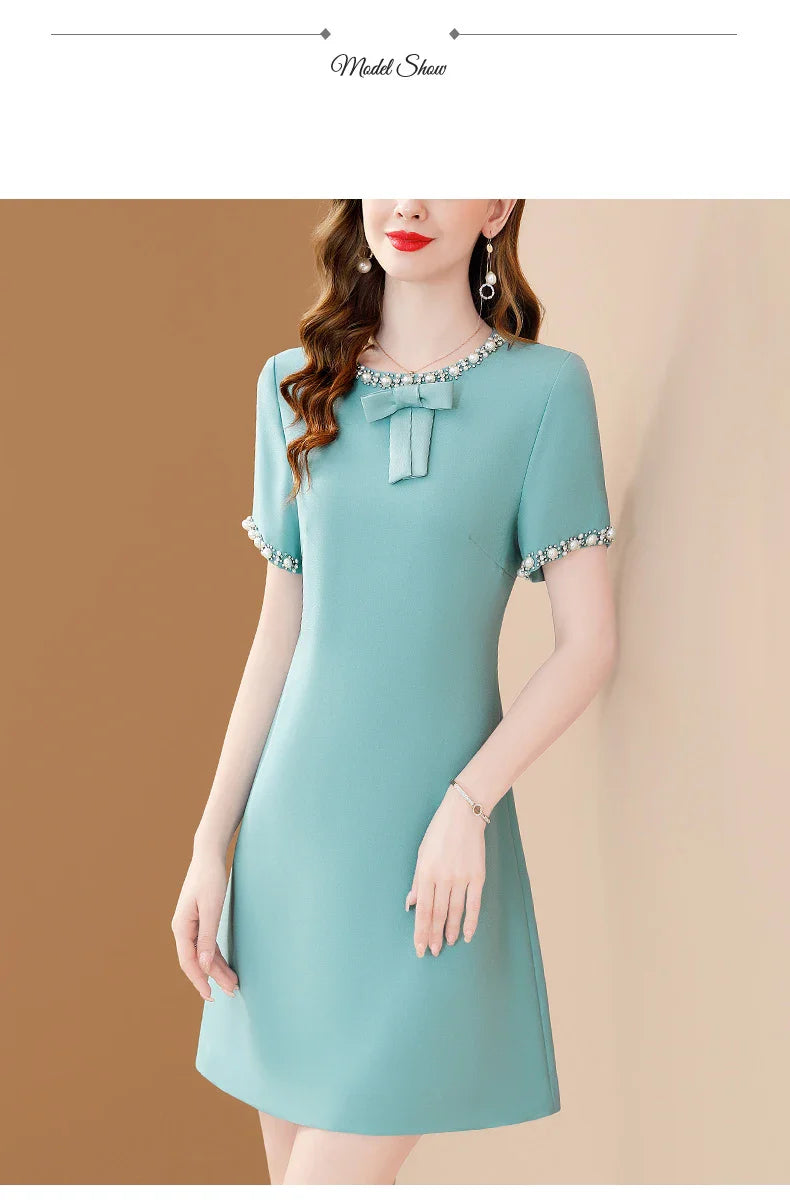 Embroidered Flare Dress For Women Office A Line Style