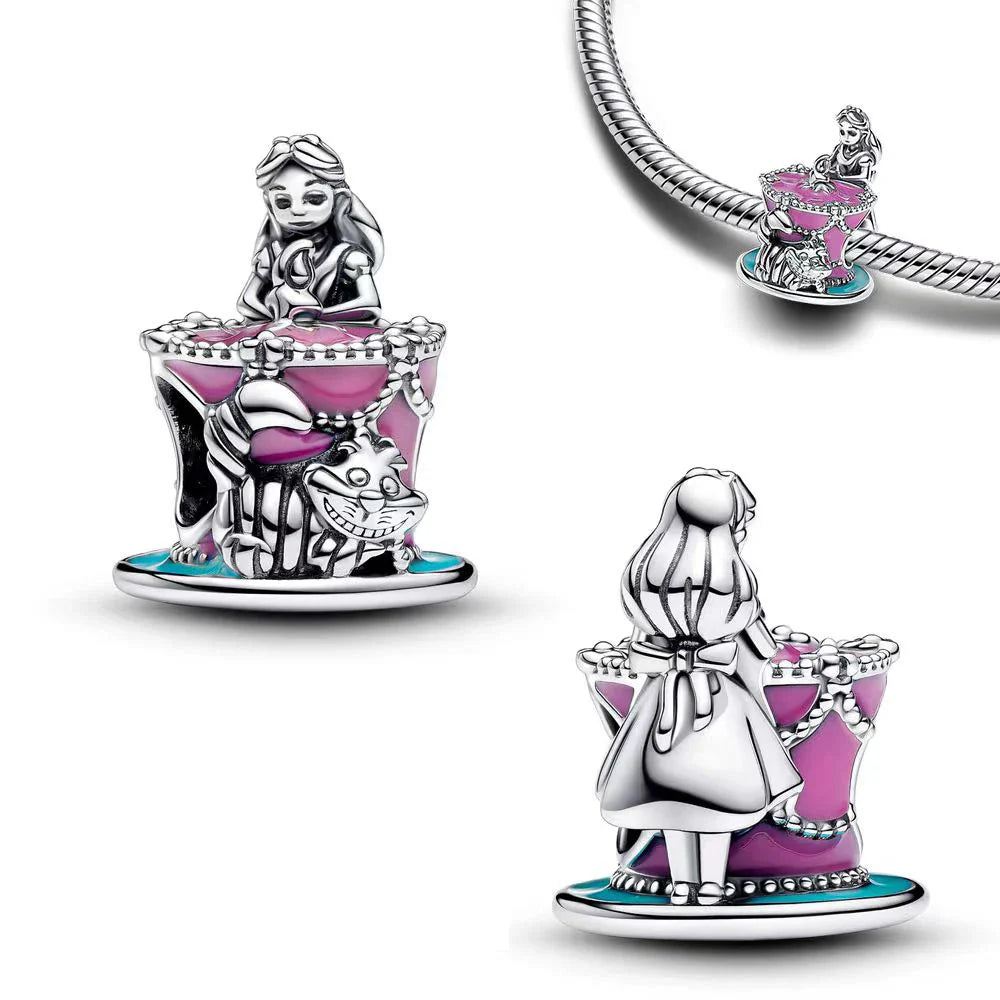 925 Silver Mermaid Princess Dress Charms for DIY Dangle Beads Fit Original Pendant Bracelet Necklace Fashion Jewelry