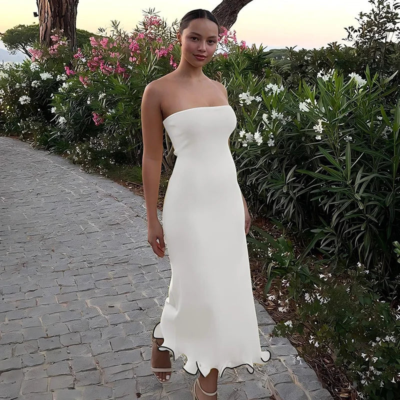 Sexy Tube Top Sleeveless Long Dress For Women Eveningwear