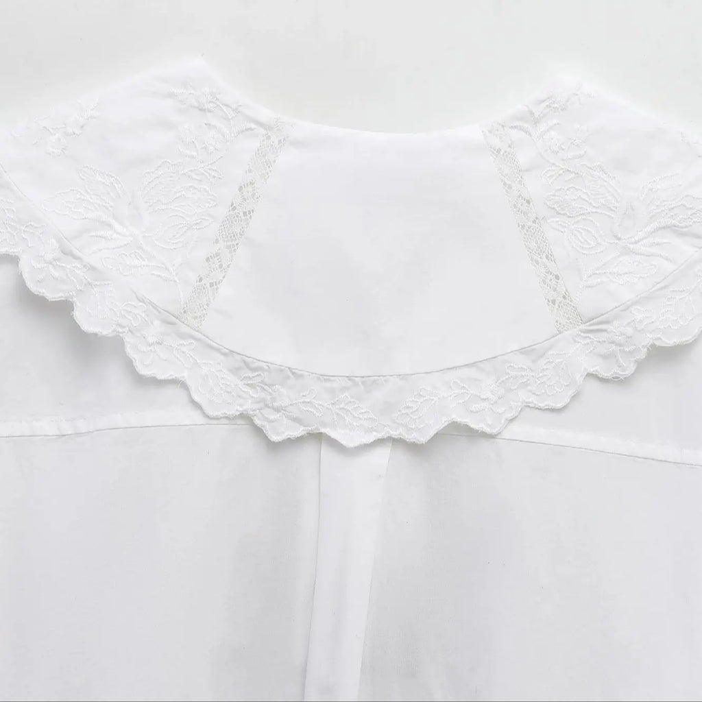 Women's Long Sleeve Lace Up Doll Collar Blouse Single Breasted Chic Street Style Shirt for Spring and Autumn