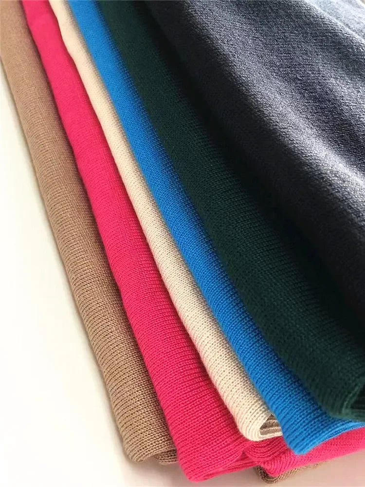 Oversize Knitted Dress for Women Long Sleeve O Neck Casual