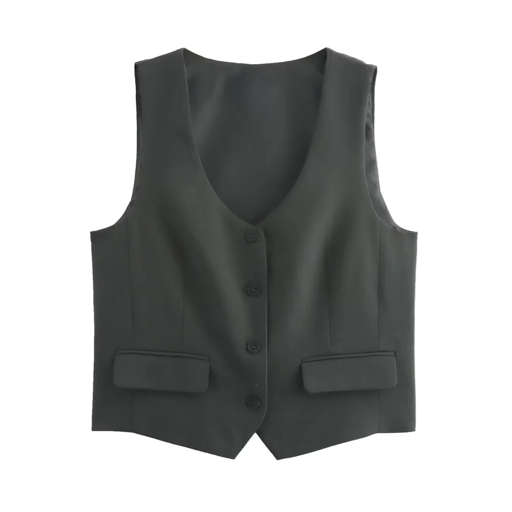 Fashionable Women's Slim Fit Vest and High Waisted Pleated Pants Set for Versatile Commuting Style