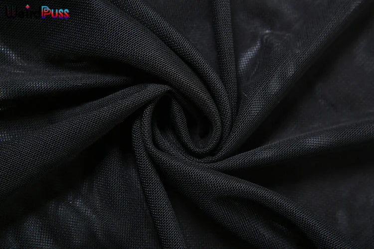 Weird Puss Blossoms Deep V-Neck Sleeveless Backless Jumpsuit for Women with Elastic Mesh Patchwork Skinny Stretch Flare Overalls