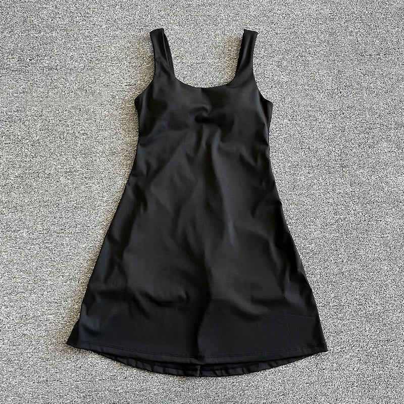 Women Tennis Dress With Built In Chest Pads One Piece Skort