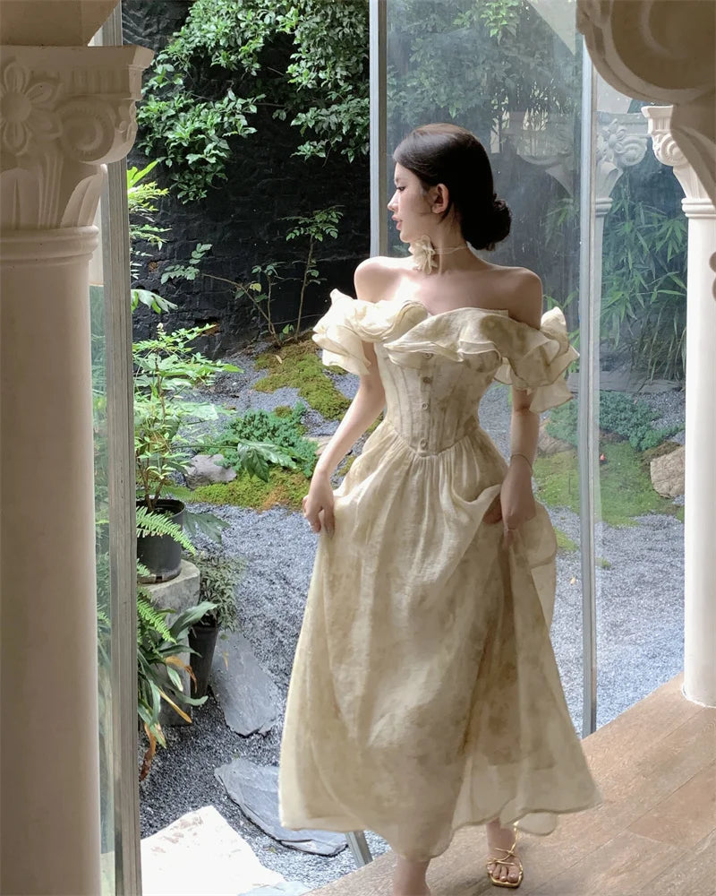 Elegant Vintage Aline Party Dress For Women Casual Prom