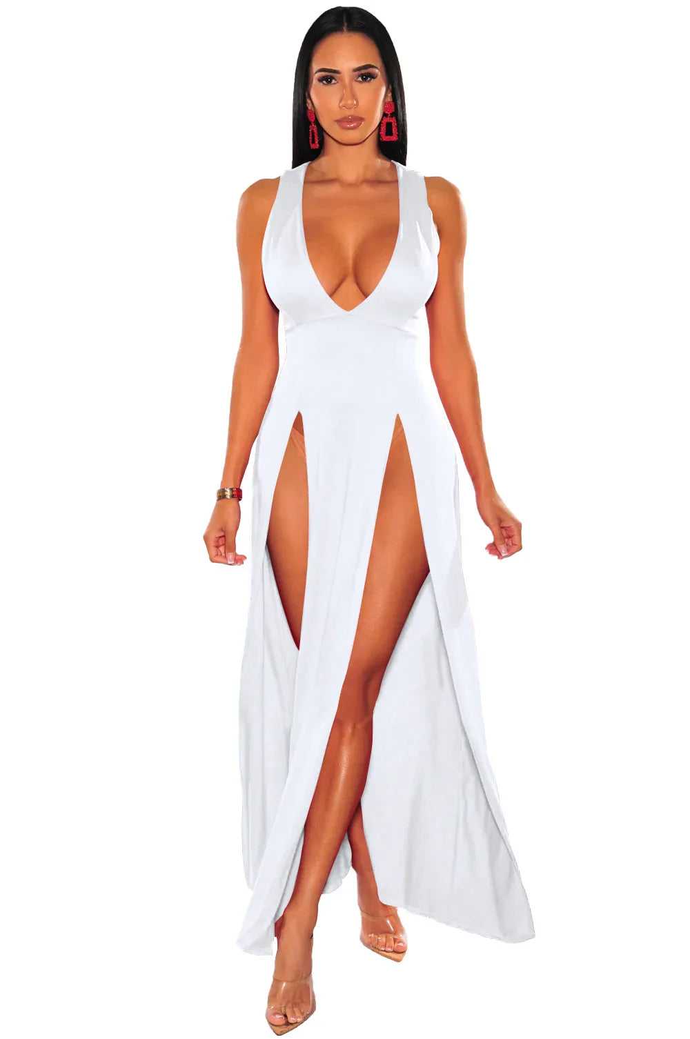 Backless V Neck Maxi Dress for Elegant Party Night