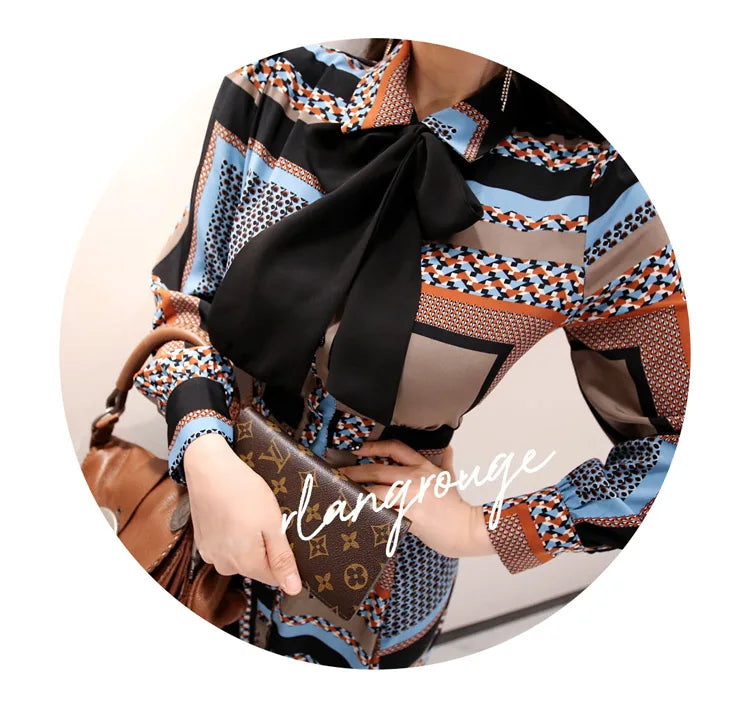 Vintage Print Long Shirt Dress For Women Ankle Length