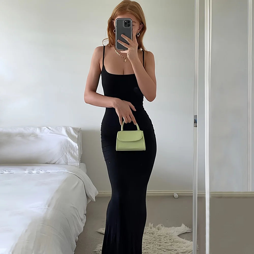 Backless Bodycon Maxi Dress With Spaghetti Straps Elegant