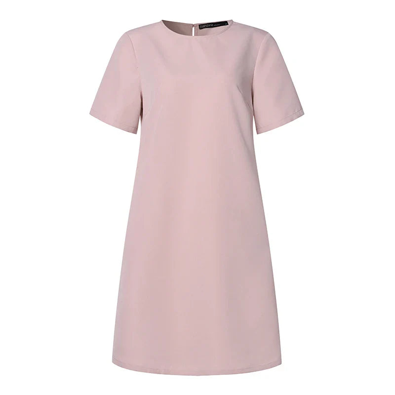 Summer Dress For Women Short Sleeve Knee Length With Pockets