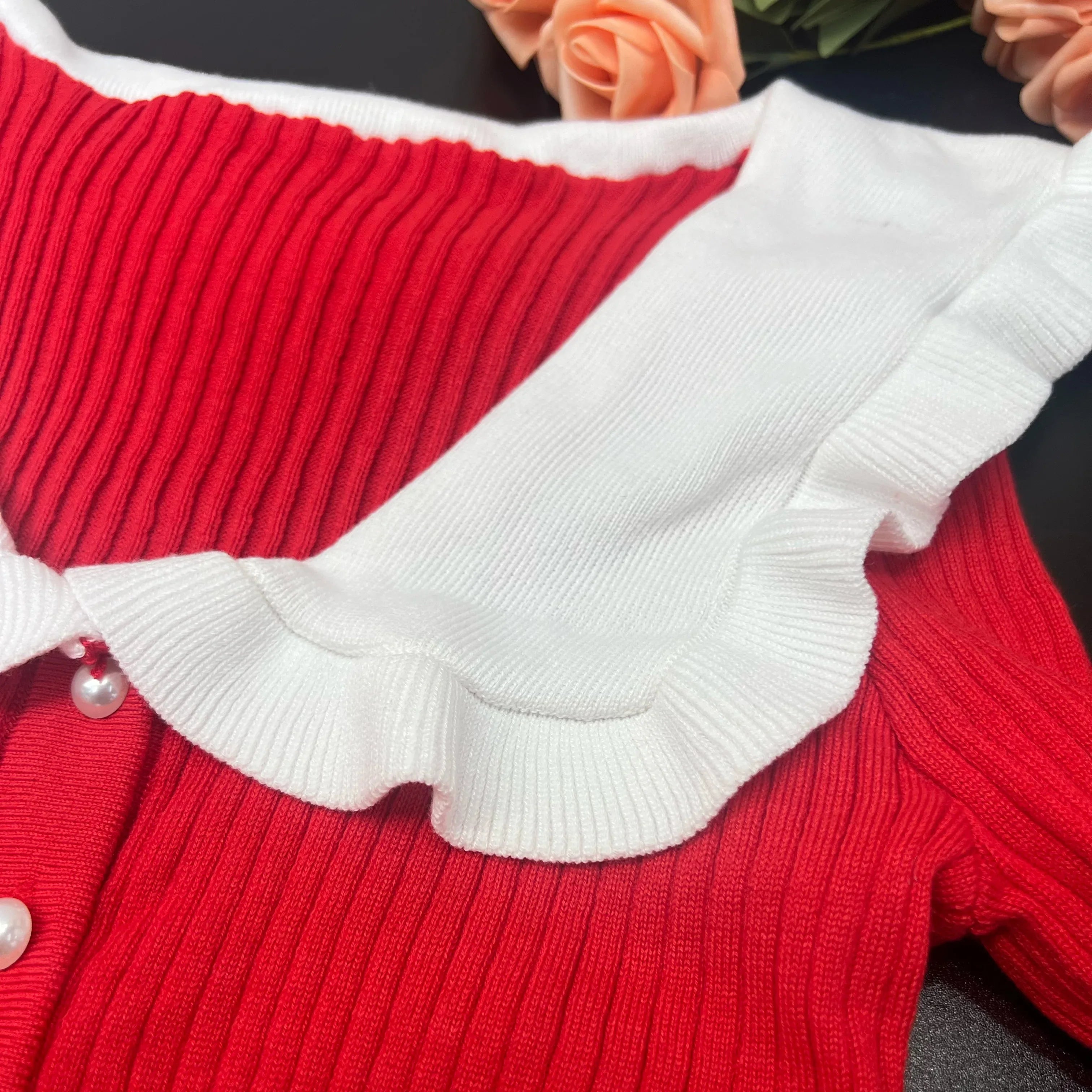 Ribbed Knit Bodycon Dress For Women With Long Ruffles