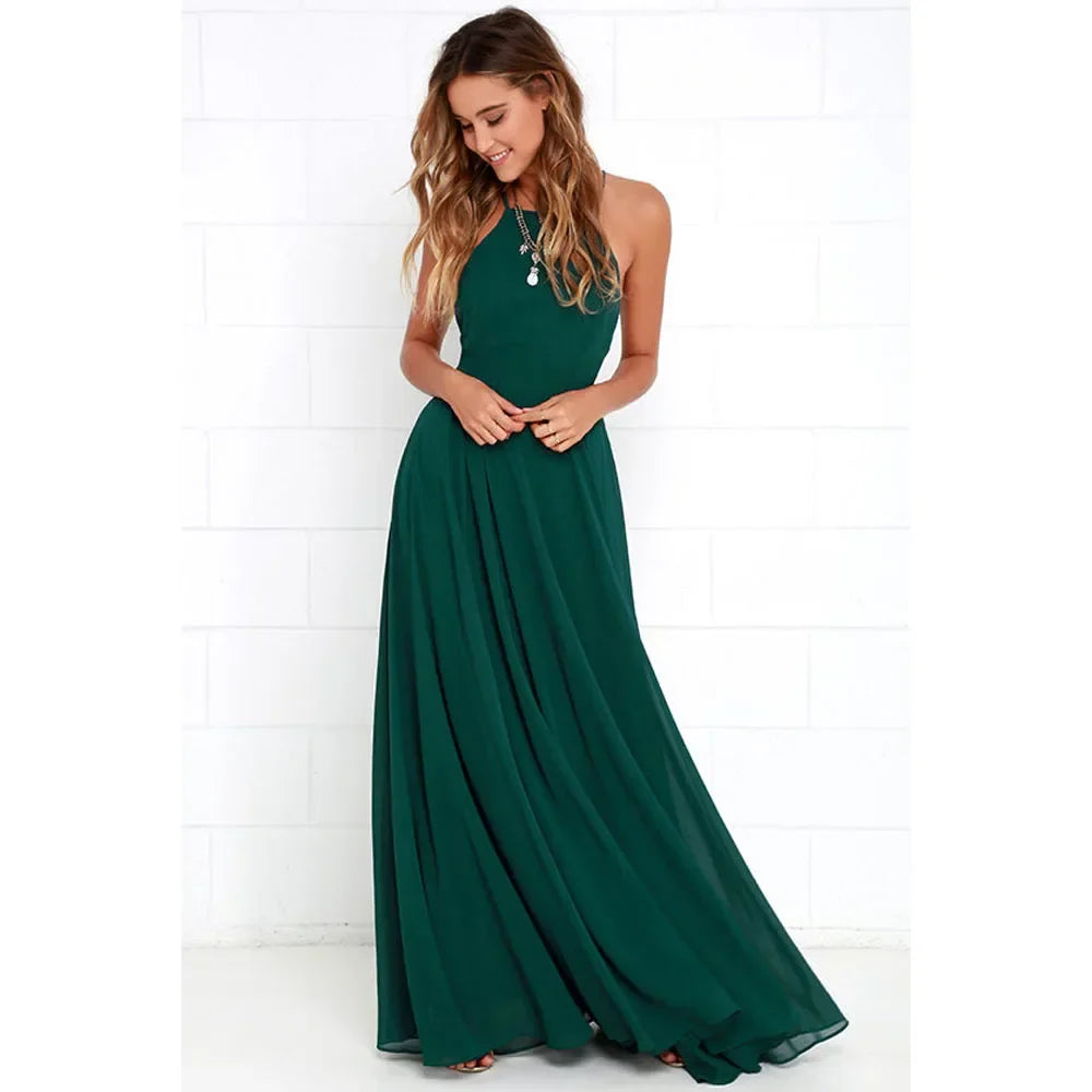 Boho Maxi Dress Women Sleeveless O Neck Backless Sundress
