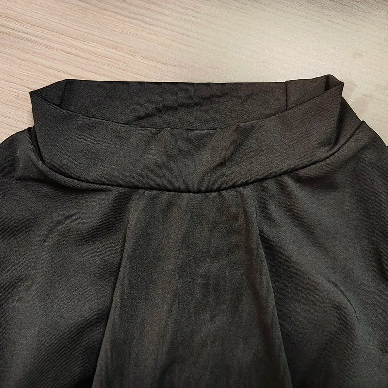 Black Bodycon Mini Dress With Drawstring Ruched Long Sleeve