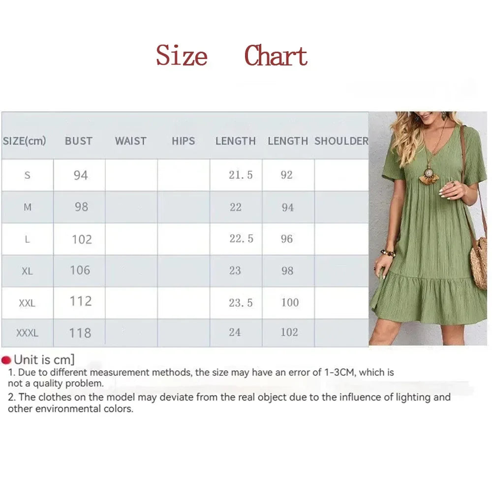 Breathable Green Summer Dress For Women Slim Fit V Neck