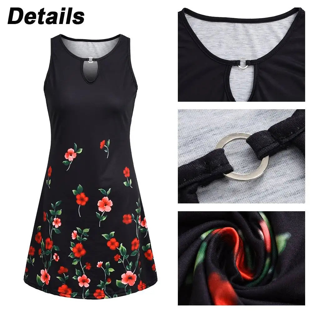 Floral Print Summer Sundress For Women Boho Beach Dress