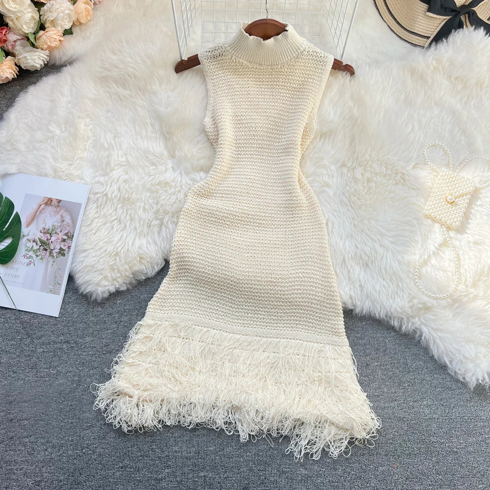 See Through Crochet Knit Dress For Women Beach Party Wear