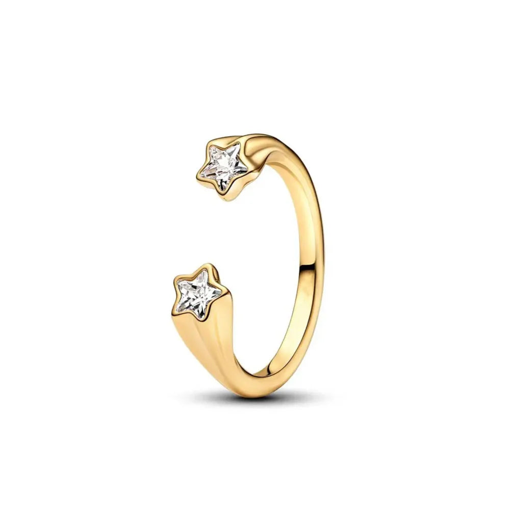 Classic Square Heart Shaped 925 Sterling Silver Ring in Exquisite Gold Color for Jewelry Gift