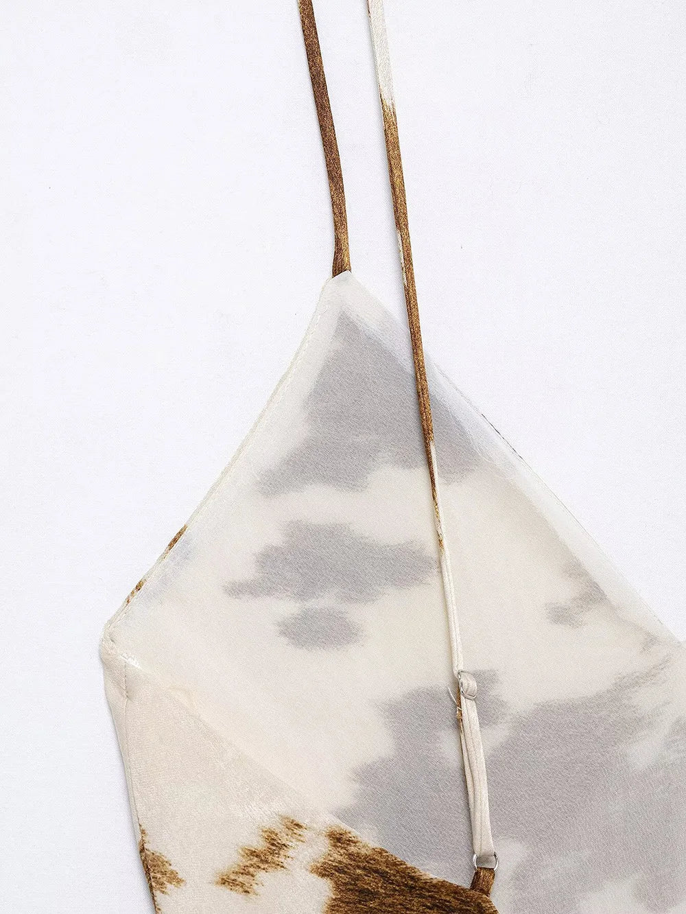 Satin V Neck Halter Dress With Mistletoe Print Elegant