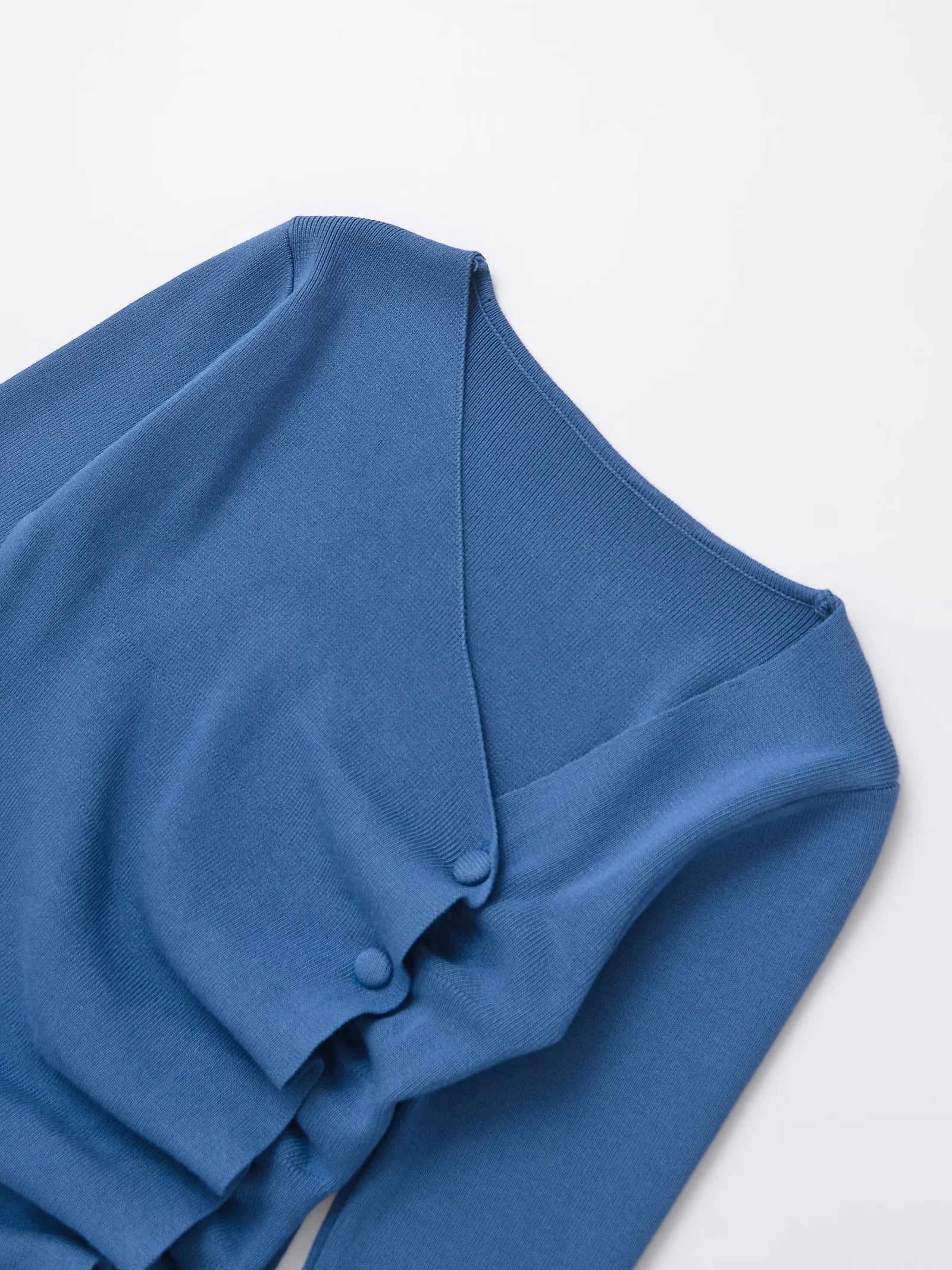 Asymmetrical Blue and Brown Knitted Sweater Women's Pleated Long Sleeve Autumn Knitwear Elegant Fall Top